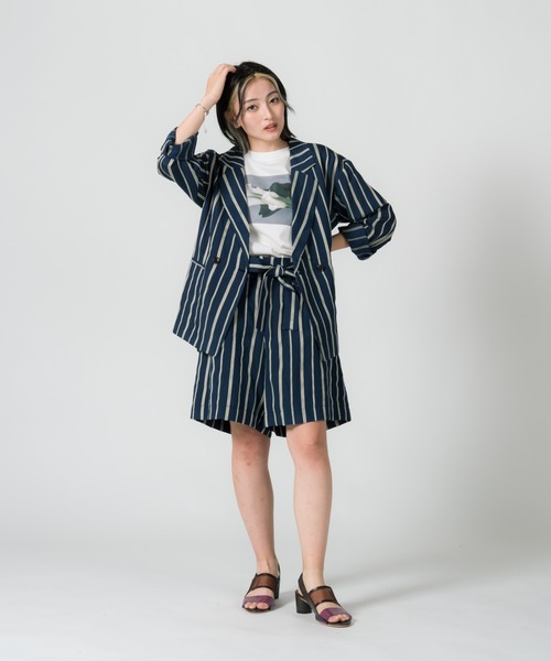 LAYMEE（レイミー）の「Wolf stripe shorts pants / ウォルフストライプショートパンツ（その他パンツ・レディース・ベージュ/グリーン系その他/キャメル/ネイビー・FREE）」の17枚目の写真