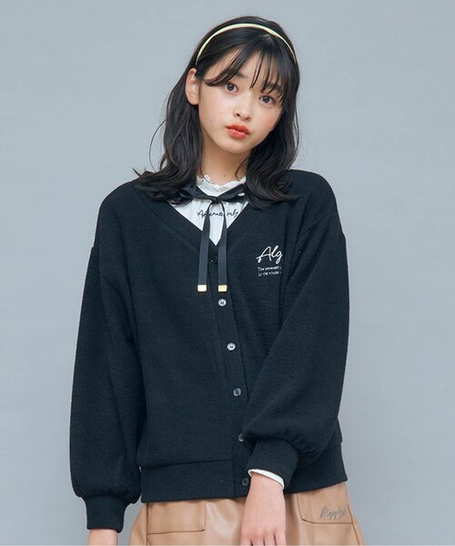 algy(アルジー)の「カーデ&りぼん付きロンTセット(その他トップス・キッズ・サックスブルー/ミント/ブラック・SMALL/XXX-SMALL/X-SMALL/XX-SMALL/MEDIUM)」の2枚目の写真