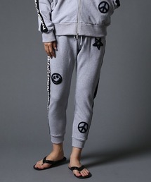 STUD MUFFIN | mp9542-ストレッチベア裏毛 サガラパッチ＆ロゴpt サイドライン リブパンツ(スウェットパンツ)