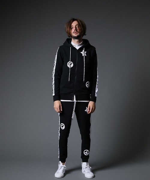 STUD MUFFIN（スタッドマフィン）の「mp9542-ストレッチベア裏毛 サガラパッチ＆ロゴpt サイドライン リブパンツ（スウェットパンツ・メンズ・ブラック/杢グレー・2/4/3）」の7枚目の写真