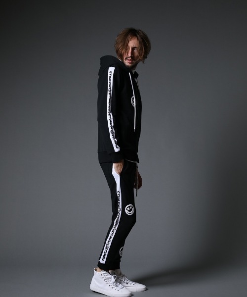 STUD MUFFIN（スタッドマフィン）の「mp9542-ストレッチベア裏毛 サガラパッチ＆ロゴpt サイドライン リブパンツ（スウェットパンツ・メンズ・ブラック/杢グレー・2/4/3）」の8枚目の写真