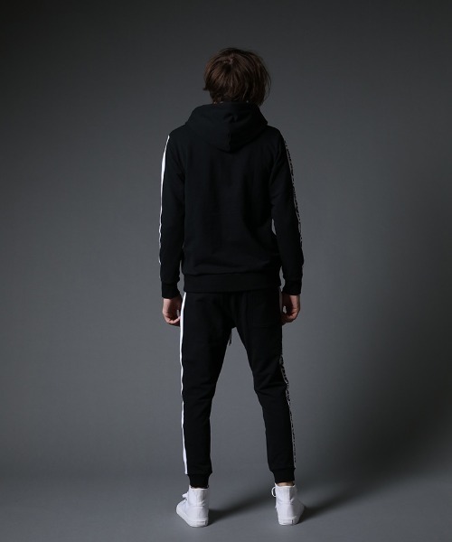 STUD MUFFIN（スタッドマフィン）の「mp9542-ストレッチベア裏毛 サガラパッチ＆ロゴpt サイドライン リブパンツ（スウェットパンツ・メンズ・ブラック/杢グレー・2/4/3）」の10枚目の写真