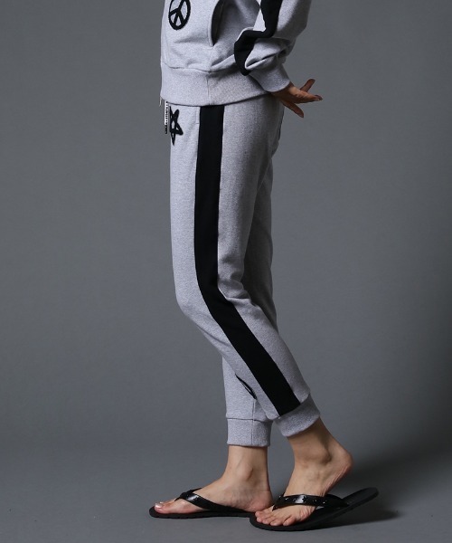 STUD MUFFIN（スタッドマフィン）の「mp9542-ストレッチベア裏毛 サガラパッチ＆ロゴpt サイドライン リブパンツ（スウェットパンツ・メンズ・ブラック/杢グレー・2/4/3）」の11枚目の写真