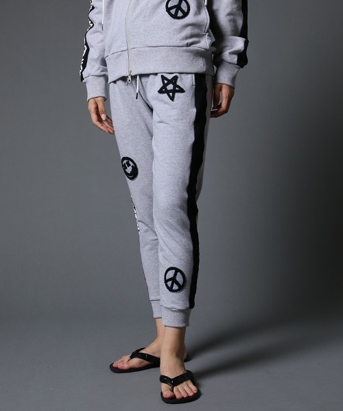 STUD MUFFIN（スタッドマフィン）の「mp9542-ストレッチベア裏毛 サガラパッチ＆ロゴpt サイドライン リブパンツ（スウェットパンツ・メンズ・ブラック/杢グレー・2/4/3）」の12枚目の写真