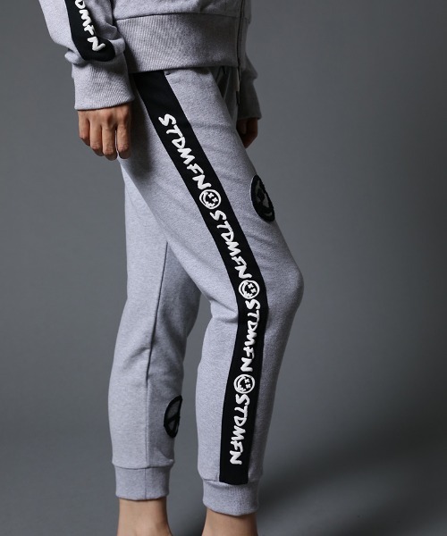 STUD MUFFIN（スタッドマフィン）の「mp9542-ストレッチベア裏毛 サガラパッチ＆ロゴpt サイドライン リブパンツ（スウェットパンツ・メンズ・ブラック/杢グレー・2/4/3）」の13枚目の写真