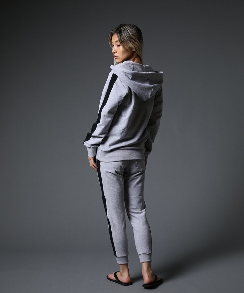 STUD MUFFIN（スタッドマフィン）の「mp9542-ストレッチベア裏毛 サガラパッチ＆ロゴpt サイドライン リブパンツ（スウェットパンツ・メンズ・ブラック/杢グレー・2/4/3）」の18枚目の写真