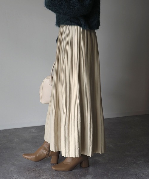 Riberry（リベリー）の「ピーチ消しプリーツスカート（スカート・レディース・ベージュ/ブラウン/ブルー/グリーン・MEDIUM）」の10枚目の写真