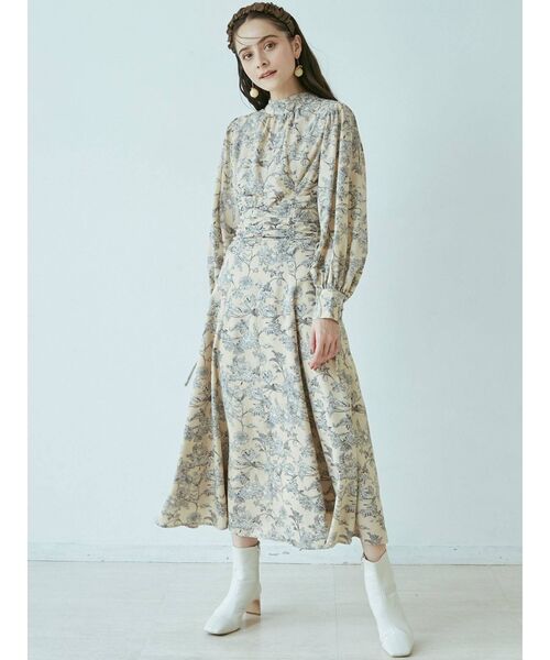 LAGUNAMOON（ラグナムーン）の「ウエストギャザーフラワーワンピース（ワンピース・レディース・ブラック/アイボリー/ブラウン・SMALL/MEDIUM）」の4枚目の写真