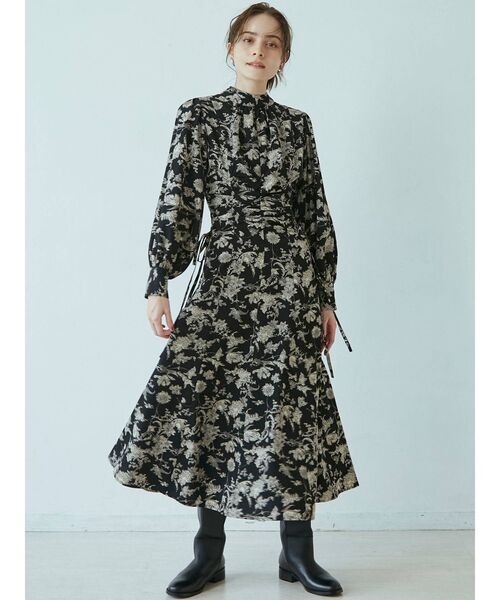 LAGUNAMOON（ラグナムーン）の「ウエストギャザーフラワーワンピース（ワンピース・レディース・ブラック/アイボリー/ブラウン・SMALL/MEDIUM）」の12枚目の写真