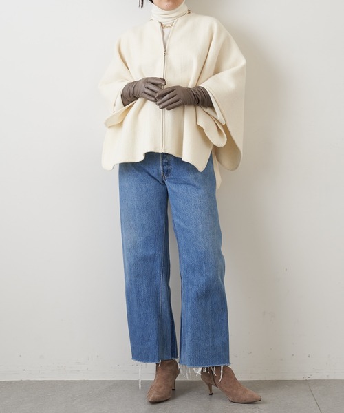 Whim Gazette（ウィムガゼット）の「【ELISABETH STRAY PEDERSEN】ツィードポンチョコート（その他アウター・レディース・オフホワイト/ベージュ・SMALL）」の6枚目の写真