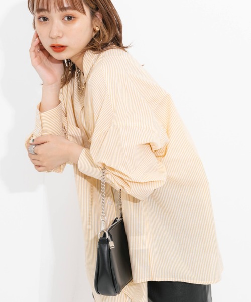 nemne store（ネンネストア）の「ソデボリュームバンドカラーシャツ（シャツ/ブラウス・レディース・イエロー/ブルー/ブラック系その他/パープル系その他・フリー）」の4枚目の写真