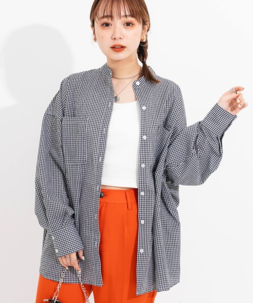 nemne store（ネンネストア）の「ソデボリュームバンドカラーシャツ（シャツ/ブラウス・レディース・イエロー/ブルー/ブラック系その他/パープル系その他・フリー）」の8枚目の写真