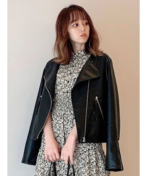 dazzlin（ダズリン）の「ベーシックライダースジャケット（テーラードジャケット・レディース・ブラック/ベージュ・FREE）」の9枚目の写真