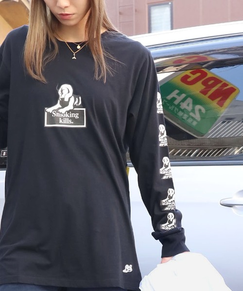 JUNGLES（ジャングルス）の「FR2/エフアールツー×JUNGLES/ジャングルス コラボ Smoking Kills Long Sleeve Tee ロンＴ（Tシャツ/カットソー・メンズ・ホワイト/ブラック・M/L/XL/S）」の7枚目の写真