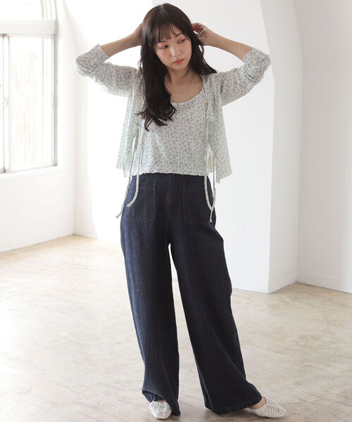 BeAMS DOT（ビームスドット）の「【WEB限定】BeAMS DOT / フラワー コットンキャミソール カーディガン 2Pセット（Tシャツ/カットソー・レディース・ホワイト/ライトグリーン・ONE SIZE）」の17枚目の写真