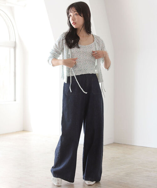 BeAMS DOT（ビームスドット）の「【WEB限定】BeAMS DOT / フラワー コットンキャミソール カーディガン 2Pセット（Tシャツ/カットソー・レディース・ホワイト/ライトグリーン・ONE SIZE）」の13枚目の写真