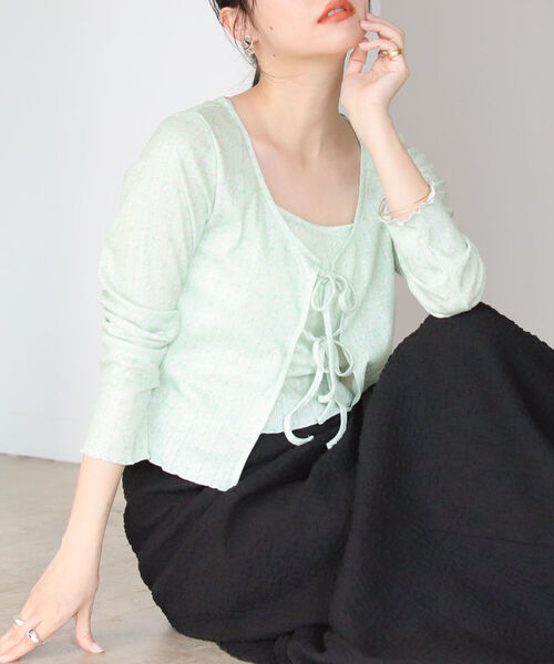 BeAMS DOT（ビームスドット）の「【WEB限定】BeAMS DOT / フラワー コットンキャミソール カーディガン 2Pセット（Tシャツ/カットソー・レディース・ホワイト/ライトグリーン・ONE SIZE）」の20枚目の写真