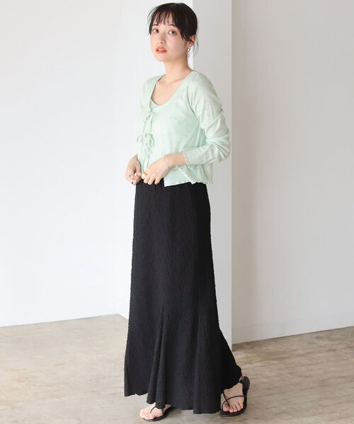 BeAMS DOT（ビームスドット）の「【WEB限定】BeAMS DOT / フラワー コットンキャミソール カーディガン 2Pセット（Tシャツ/カットソー・レディース・ホワイト/ライトグリーン・ONE SIZE）」の16枚目の写真