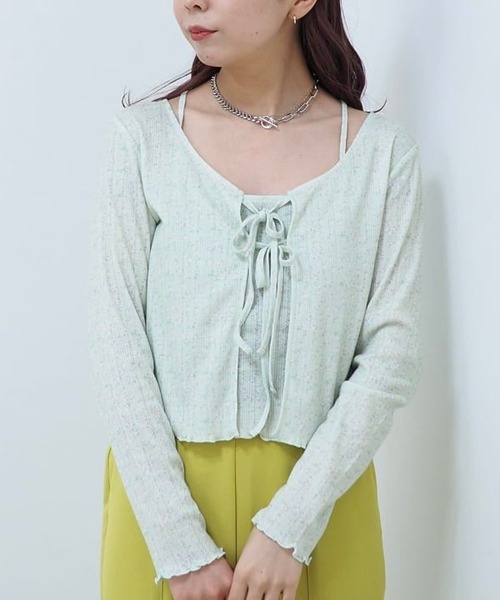 BeAMS DOT（ビームスドット）の「【WEB限定】BeAMS DOT / フラワー コットンキャミソール カーディガン 2Pセット（Tシャツ/カットソー・レディース・ホワイト/ライトグリーン・ONE SIZE）」の22枚目の写真