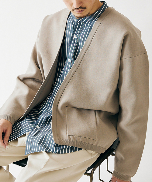 JOURNAL STANDARD(ジャーナルスタンダード)の「ダブルフェイス ボタンレス ニット カーディガン(カーディガン/ボレロ・メンズ・ブラック/ベージュ/イエロー/グリーン/シャーベット・MEDIUM/LARGE)」の1枚目の写真