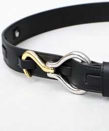 glabella（グラベラ）の「フックバックル ベルト 2サイズ展開（フラッシュシルバー・ゴールド・ブラックニッケル・マットブラック・フラッシュシルバー/クロコ帯・アンティークシルバー・アンティークゴールド・アンティークゴールド/ダークブラウン帯・フラッシュシルバー/シボ帯・ゴールド×シルバー）（ベルト）」