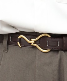 glabella（グラベラ）の「フックバックル ベルト 2サイズ展開（フラッシュシルバー・ゴールド・ブラックニッケル・マットブラック・フラッシュシルバー/クロコ帯・アンティークシルバー・アンティークゴールド・アンティークゴールド/ダークブラウン帯・フラッシュシルバー/シボ帯・ゴールド×シルバー）（ベルト）」