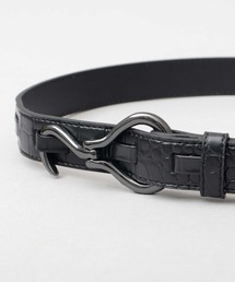 glabella（グラベラ）の「フックバックル ベルト 2サイズ展開（フラッシュシルバー・ゴールド・ブラックニッケル・マットブラック・フラッシュシルバー/クロコ帯・アンティークシルバー・アンティークゴールド・アンティークゴールド/ダークブラウン帯・フラッシュシルバー/シボ帯・ゴールド×シルバー）（ベルト）」