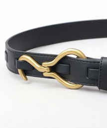glabella（グラベラ）の「フックバックル ベルト 2サイズ展開（フラッシュシルバー・ゴールド・ブラックニッケル・マットブラック・フラッシュシルバー/クロコ帯・アンティークシルバー・アンティークゴールド・アンティークゴールド/ダークブラウン帯・フラッシュシルバー/シボ帯・ゴールド×シルバー）（ベルト）」