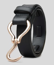 glabella（グラベラ）の「フックバックル ベルト 2サイズ展開（フラッシュシルバー・ゴールド・ブラックニッケル・マットブラック・フラッシュシルバー/クロコ帯・アンティークシルバー・アンティークゴールド・アンティークゴールド/ダークブラウン帯・フラッシュシルバー/シボ帯・ゴールド×シルバー）（ベルト）」
