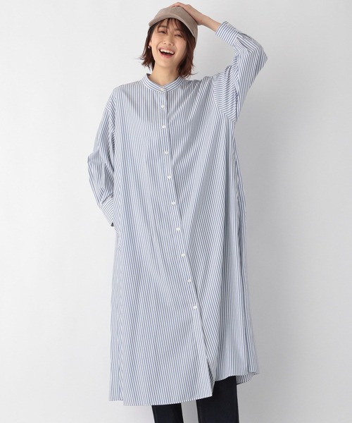GLOBAL WORK（グローバルワーク）の「イージーケア羽織りシャツワンピース/260765（ワンピース・レディース・ホワイト/ベージュ/ネイビー/レッド/ブルー/グリーン系その他6・MEDIUM/LARGE）」の4枚目の写真