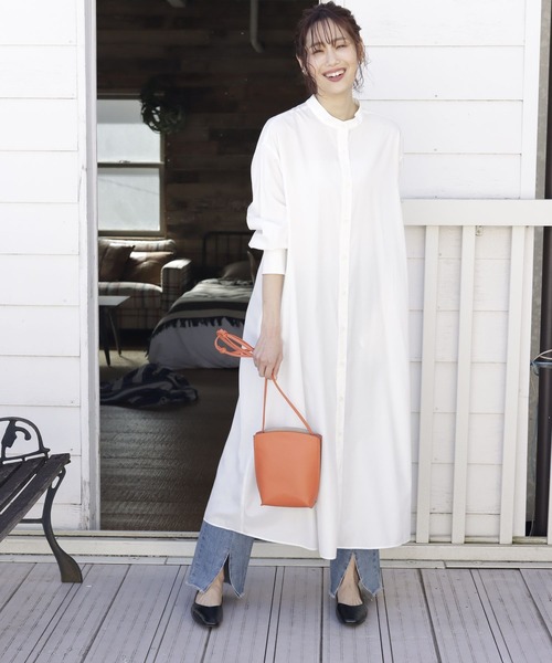 GLOBAL WORK（グローバルワーク）の「イージーケア羽織りシャツワンピース/260765（ワンピース・レディース・ホワイト/ベージュ/ネイビー/レッド/ブルー/グリーン系その他6・MEDIUM/LARGE）」の8枚目の写真