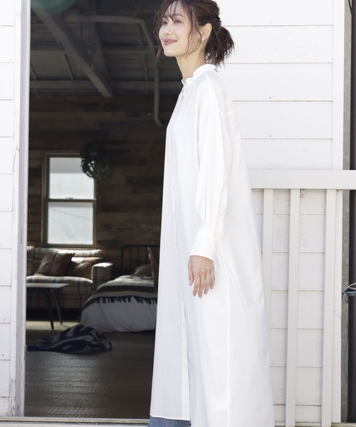 GLOBAL WORK（グローバルワーク）の「イージーケア羽織りシャツワンピース/260765（ワンピース・レディース・ホワイト/ベージュ/ネイビー/レッド/ブルー/グリーン系その他6・MEDIUM/LARGE）」の10枚目の写真