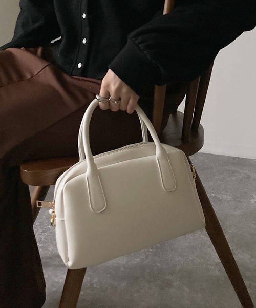 Riberry(リベリー)の「ワイドスクエアミニボストンバッグ(ボストンバッグ・レディース・ホワイト/ブラック/ブラウン/ダークブラウン・FREE)」の16枚目の写真