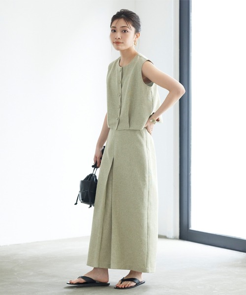 titivate(ティティベイト)の「リネンライクフロントタックロングタイトスカート(スカート・レディース・ブラック/ライトブラウン/ブルー系その他/ライトカーキ・S/M/L)」の16枚目の写真