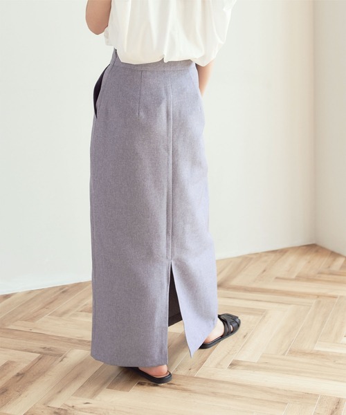 titivate(ティティベイト)の「リネンライクフロントタックロングタイトスカート(スカート・レディース・ブラック/ライトブラウン/ブルー系その他/ライトカーキ・S/M/L)」の17枚目の写真