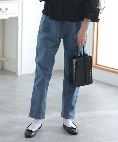 ElegChic(エレグシック)の「ストレッチデニムアンダーパンツ(デニムパンツ・レディース・ネイビー/ブルー・M/L/XL/4L/3L)」の5枚目の写真