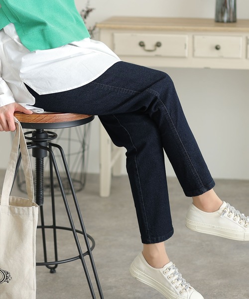 ElegChic(エレグシック)の「ストレッチデニムアンダーパンツ(デニムパンツ・レディース・ネイビー/ブルー・M/L/XL/4L/3L)」の8枚目の写真