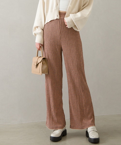 SpRay（スプレイ）の「ギンガムシャ－リングチェックストレ－トパンツ（その他パンツ・レディース・ブラック×ホワイト/グリーン/ブラック系その他/オレンジ系その他・FREE）」の4枚目の写真