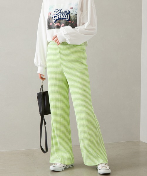 SpRay（スプレイ）の「ギンガムシャ－リングチェックストレ－トパンツ（その他パンツ・レディース・ブラック×ホワイト/グリーン/ブラック系その他/オレンジ系その他・FREE）」の3枚目の写真