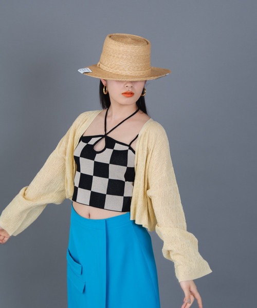 Solace（ソレイス）の「チェッカー柄ベアトップ（チューブトップ・レディース・ベージュ/ホワイト・FREE）」の22枚目の写真