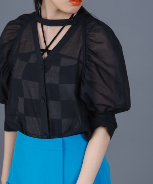 Solace（ソレイス）の「チェッカー柄ベアトップ（チューブトップ・レディース・ベージュ/ホワイト・FREE）」の21枚目の写真