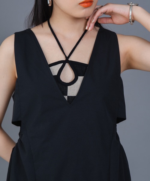 Solace（ソレイス）の「チェッカー柄ベアトップ（チューブトップ・レディース・ベージュ/ホワイト・FREE）」の18枚目の写真