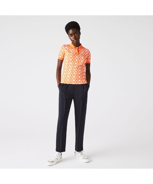 LACOSTE L!VE（ラコステライブ）の「ラコステライブ フラワージャカードニットポロシャツ（ポロシャツ・レディース・オレンジ・38/36/34）」の2枚目の写真
