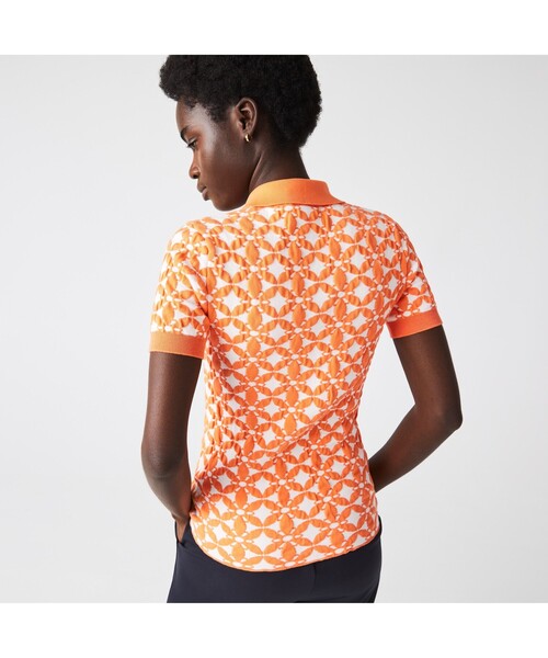LACOSTE L!VE（ラコステライブ）の「ラコステライブ フラワージャカードニットポロシャツ（ポロシャツ・レディース・オレンジ・38/36/34）」の3枚目の写真