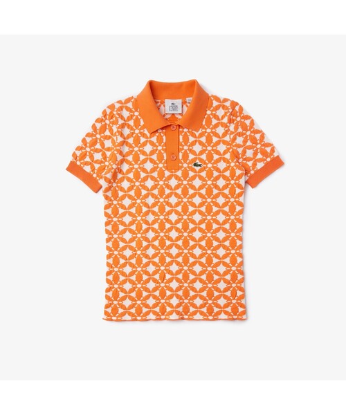 LACOSTE L!VE（ラコステライブ）の「ラコステライブ フラワージャカードニットポロシャツ（ポロシャツ・レディース・オレンジ・38/36/34）」の5枚目の写真