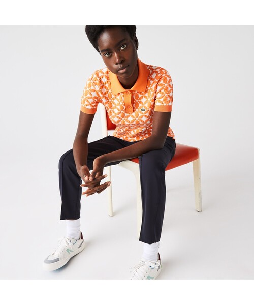 LACOSTE L!VE（ラコステライブ）の「ラコステライブ フラワージャカードニットポロシャツ（ポロシャツ・レディース・オレンジ・38/36/34）」の6枚目の写真