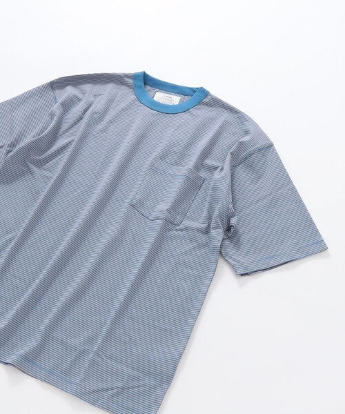 SHIPS any（シップス エニィ）の「*SHIPS any: 【ユニセックス】USAコットン マイクロボーダー リンガーネック 半袖 Tシャツ◇（Tシャツ/カットソー・メンズ・ネイビー/グレー/ブルー系/レンガ/グリーン/ダークブルー・SMALL/MEDIUM/LARGE/X-LARGE）」の10枚目の写真