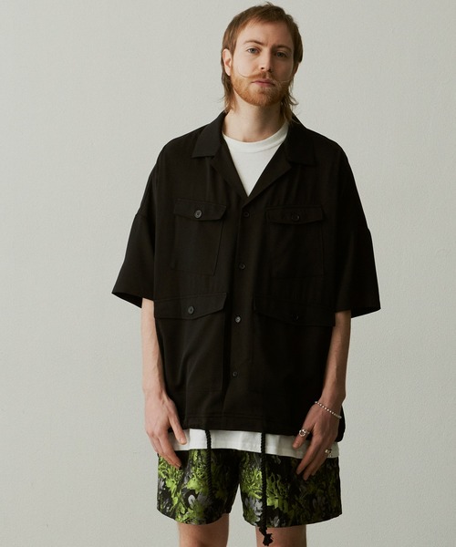 UNSELDs（アンセルズ）の「【UNSELDs アンセルズ】ドロップショルダーS/Sミリタリーシャツ（シャツ/ブラウス・メンズ・ダークグリーン/イエロー/ブラック・M/L）」の5枚目の写真