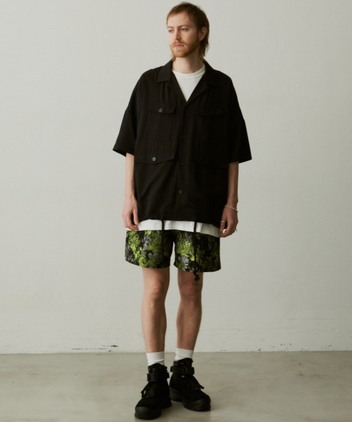 UNSELDs（アンセルズ）の「【UNSELDs アンセルズ】ドロップショルダーS/Sミリタリーシャツ（シャツ/ブラウス・メンズ・ダークグリーン/イエロー/ブラック・M/L）」の7枚目の写真