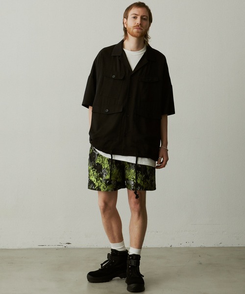 UNSELDs（アンセルズ）の「【UNSELDs アンセルズ】ドロップショルダーS/Sミリタリーシャツ（シャツ/ブラウス・メンズ・ダークグリーン/イエロー/ブラック・M/L）」の8枚目の写真